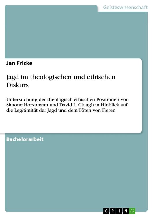 Produktbild: Jagd im theologischen und ethischen Diskurs