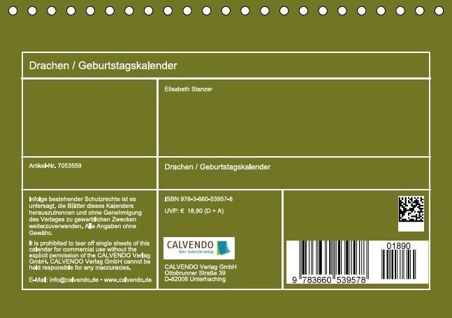 Produktbild: Drachen / Geburtstagskalender (Tischkalender immerw&auml;hrend DIN A5 quer)