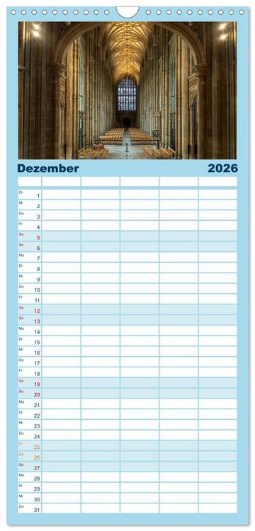 Produktbild: Familienplaner 2026 - Gro&szlig;britannien - England mit 5 Spalten (Wandkalender, 21 x 45 cm) CALVENDO