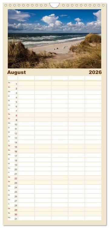Produktbild: Familienplaner 2026 - Sylt - Strandspaziergang mit 5 Spalten (Wandkalender, 21 x 45 cm) CALVENDO