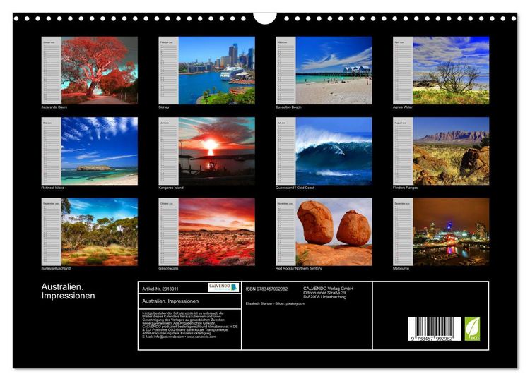 Produktbild: Australien. Impressionen (Wandkalender 2026 DIN A3 quer), CALVENDO Monatskalender