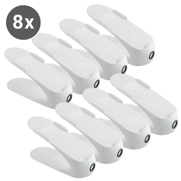 Produktbild: Schuhhalter Wei&szlig; 8er Set, platzsparend &uuml;bereinander stapelbar