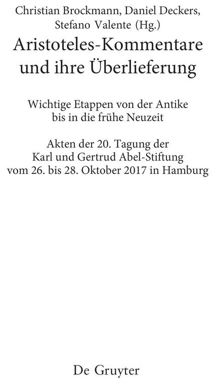 Produktbild: Aristoteles-Kommentare und ihre &Uuml;berlieferung