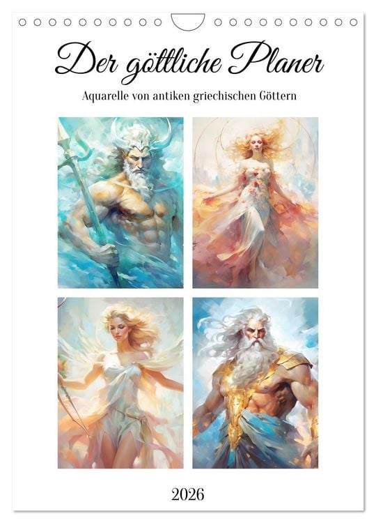Produktbild: Der g&ouml;ttliche Planer. Aquarelle von antiken griechischen G&ouml;ttern (Wandkalender 2026 DIN A4 hoch), CALVENDO Monatskalender