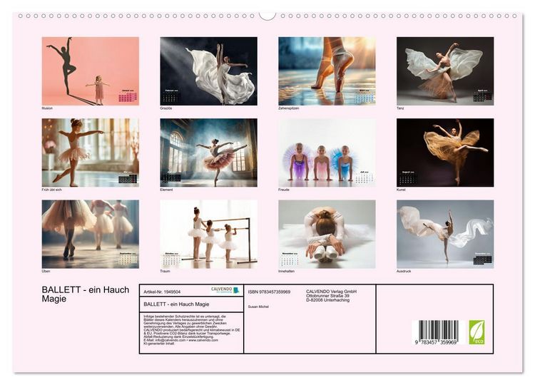 Produktbild: BALLETT - ein Hauch Magie (hochwertiger Premium Wandkalender 2026 DIN A2 quer), Kunstdruck in Hochglanz