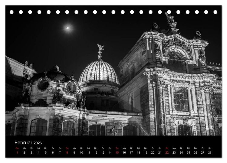 Produktbild: Dresden - Elbflorenz bei Nacht (Tischkalender 2026 DIN A5 quer), CALVENDO Monatskalender