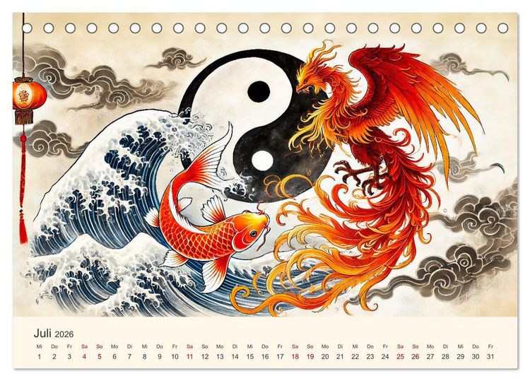 Produktbild: Yin und Yang der Wesen - Asiatische Mythen im Gleichgewicht (Tischkalender 2026 DIN A5 quer), CALVENDO Monatskalender