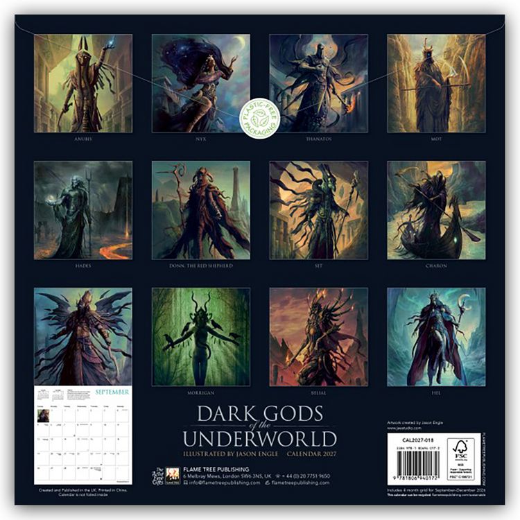 Produktbild: Jason Engle, Dark Gods of the Unterworld &ndash; Dunkle G&ouml;tter der Unterwelt 2027 &ndash; Original Flame Tree Publishing-Kalender [Kalender]