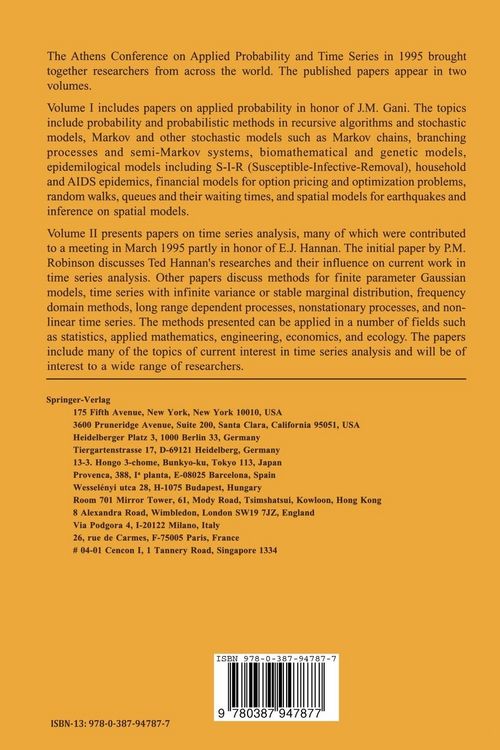 Produktbild: Athens Conference on Applied Probability and Time Series Analysis