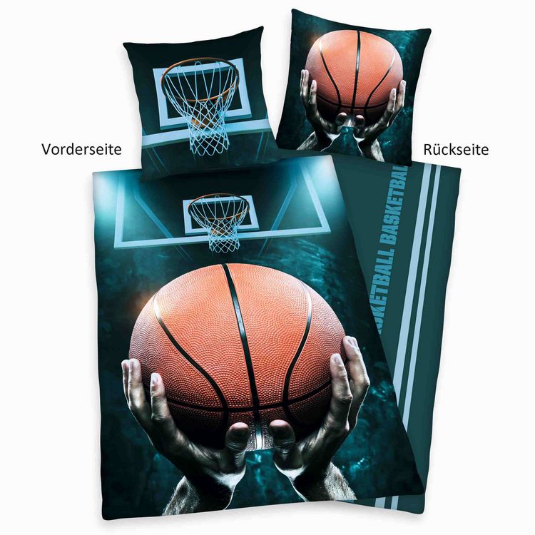 Produktbild: Young Collection 4459233050 - Basketball Bettw&auml;sche, 80x80 cm + 135x200 cm, 100% Baumwolle