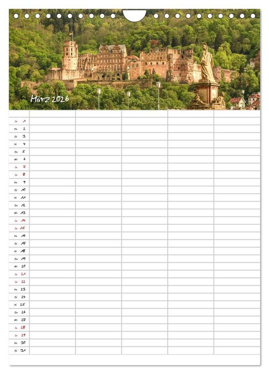 Produktbild: Heidelberger Familienkalender (Wandkalender 2026 DIN A4 hoch), CALVENDO Monatskalender