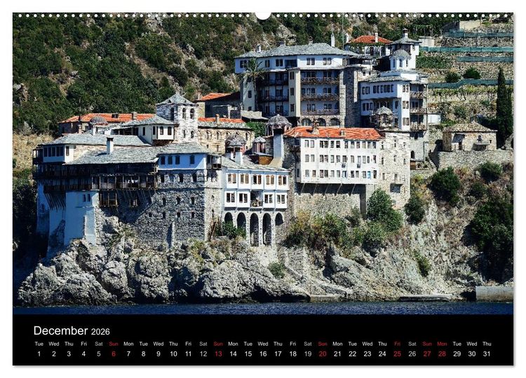 Produktbild: Churches and monasteries in Greece (High Quality Premium Wall Calendar 2026 DIN A2 landscape),CALVENDO 12 Month Wall Calendar