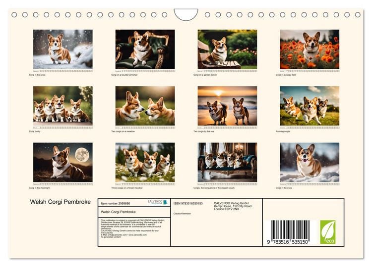 Produktbild: Welsh Corgi Pembroke (Wall Calendar 2026 DIN A4 landscape), CALVENDO 12 Month Wall Calendar