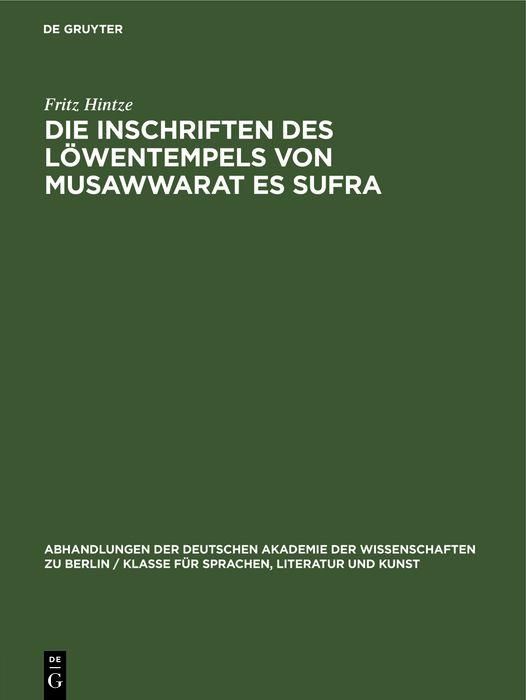 Produktbild: Die Inschriften des L&ouml;wentempels von Musawwarat es Sufra