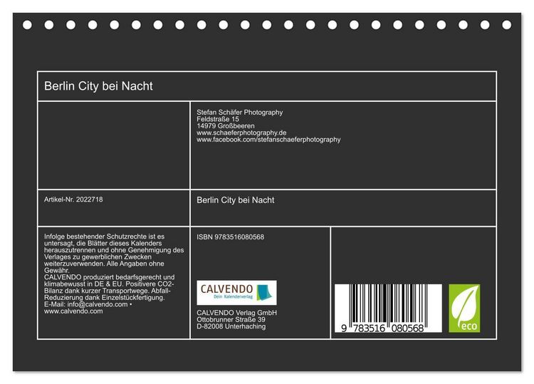 Produktbild: Berlin City bei Nacht (Tischkalender 2026 DIN A5 quer), CALVENDO Monatskalender