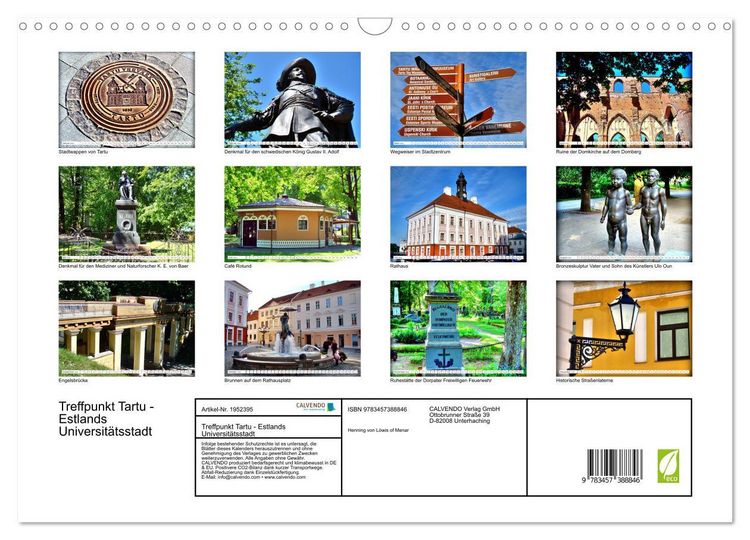Produktbild: Treffpunkt Tartu - Estlands Universit&auml;tsstadt (Wandkalender 2026 DIN A3 quer), CALVENDO Monatskalender