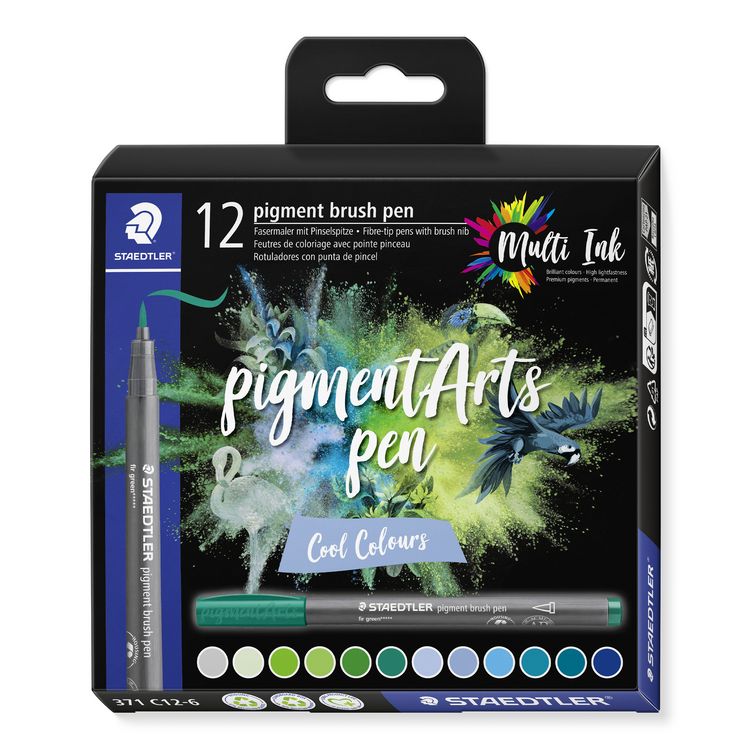 Produktbild: STAEDTLER Fasermaler mit Pinselspitze pigment brush 371 Cool Colours, 12er Set