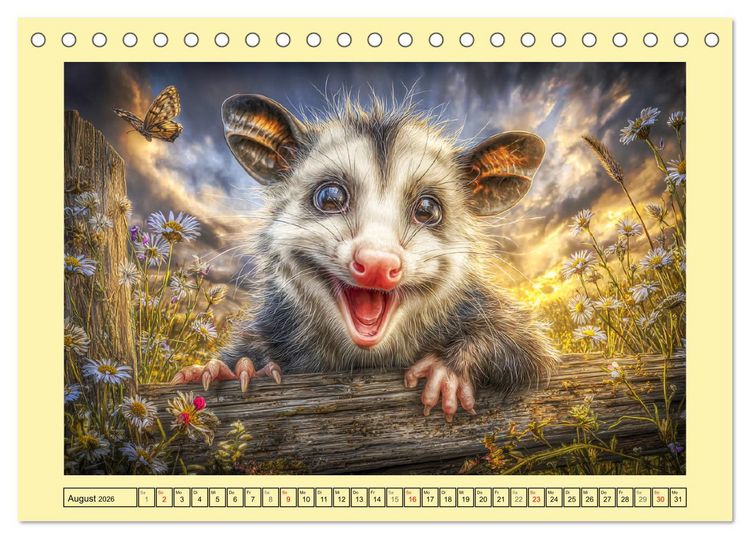 Produktbild: Sanfte Beutelratten. Opossums im stillen Rhythmus der Natur (Tischkalender 2026 DIN A5 quer), CALVENDO Monatskalender