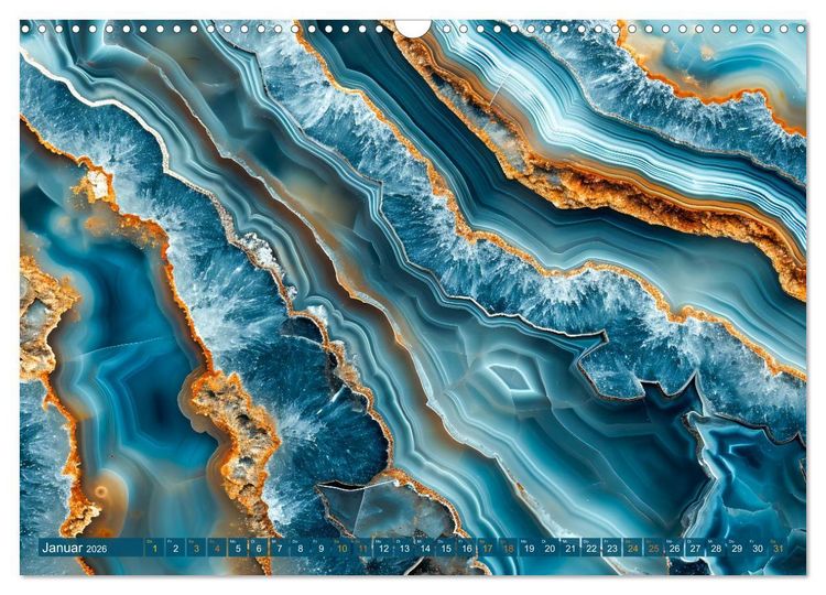 Produktbild: Achat-Rhapsodie - Farbige Flussl&auml;ufe in Bandachaten und Quarz (Wandkalender 2026 DIN A3 quer), CALVENDO Monatskalender