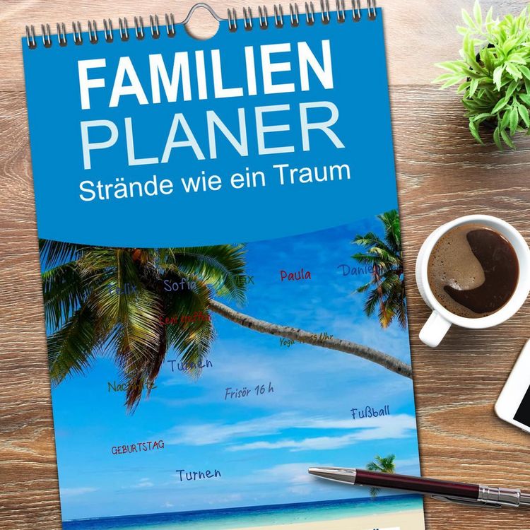 Produktbild: Familienplaner 2026 - Str&auml;nde wie ein Traum mit 5 Spalten (Wandkalender, 21 x 45 cm) CALVENDO