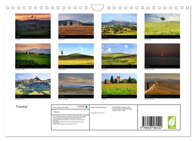 Produktbild: Tuscany (Wall Calendar 2026 DIN A4 landscape), CALVENDO 12 Month Wall Calendar