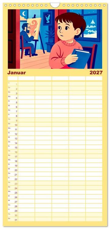 Produktbild: Familienplaner 2027 - Michael Ende mit 5 Spalten (Wandkalender, 21 x 45 cm) CALVENDO