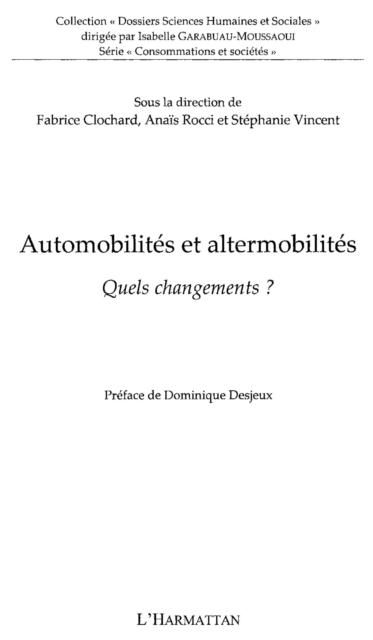 Produktbild: Automobilites et altermobilites - quels