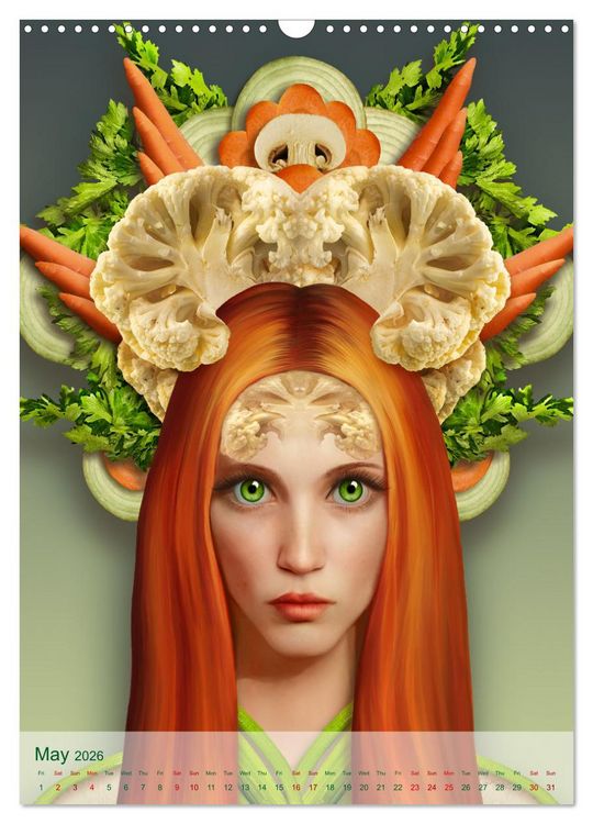 Produktbild: Food Fashion - surreal women's portraits with fruit and vegetable (Wall Calendar 2026 DIN A3 portrait), CALVENDO 12 Month Wall Calendar
