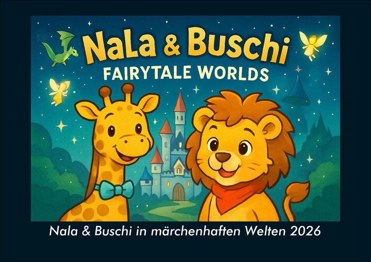 Produktbild: Nala & Buschi in m&auml;rchenhaften Welten 2026 Fotokalender DIN A4