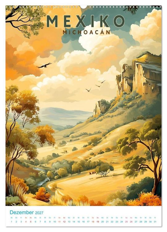 Produktbild: Mexiko - Old School Poster Style (Wandkalender 2027 DIN A2 hoch), CALVENDO Monatskalender