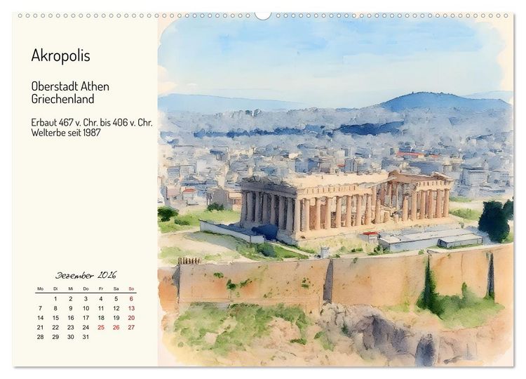 Produktbild: Welterbest&auml;tten von der Antike bis in die Neuzeit (hochwertiger Premium Wandkalender 2026 DIN A2 quer), Kunstdruck in Hochglanz