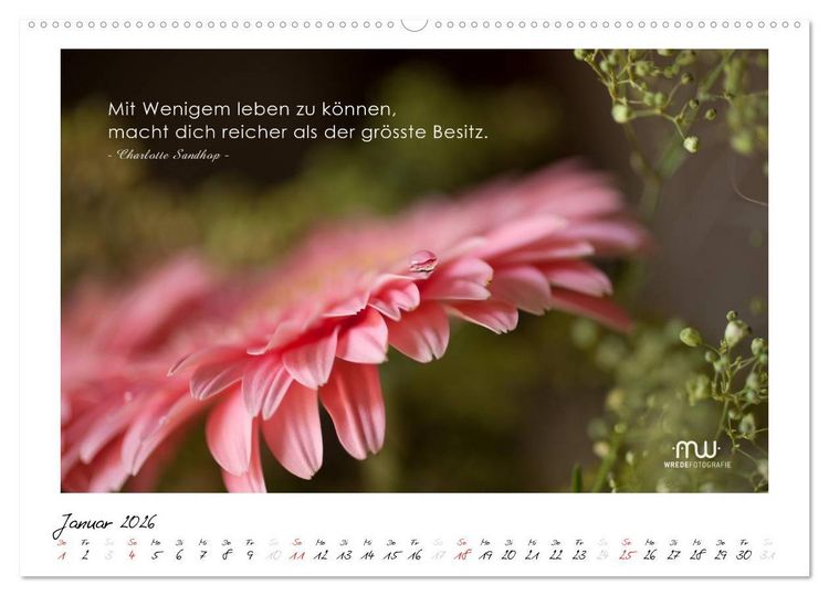 Produktbild: Gedanken... Bildkalender mit Spr&uuml;chen (hochwertiger Premium Wandkalender 2026 DIN A2 quer), Kunstdruck in Hochglanz