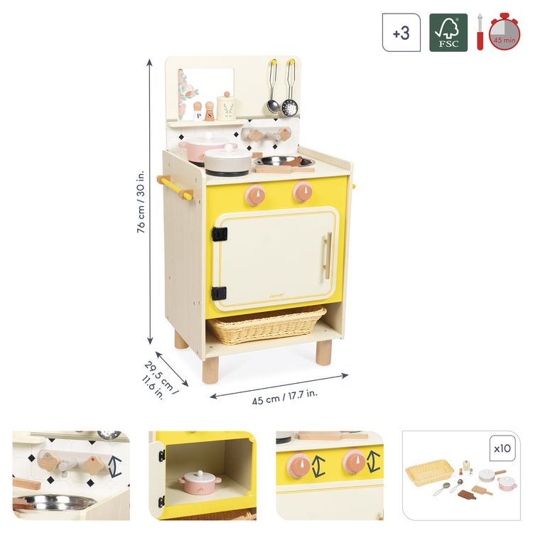 Produktbild: Kinderherd " Liebe Omama" aus Holz &ndash; Spielk&uuml;che mit Backofen