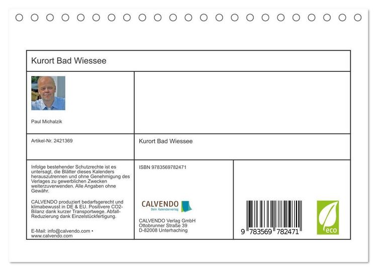 Produktbild: Kurort Bad Wiessee (Tischkalender 2027 DIN A5 quer), CALVENDO Monatskalender