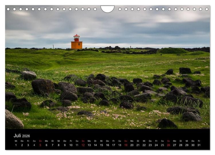 Produktbild: Islands Landschaften - Wasser, Eis und gr&uuml;nes Moos (Wandkalender 2026 DIN A4 quer), CALVENDO Monatskalender