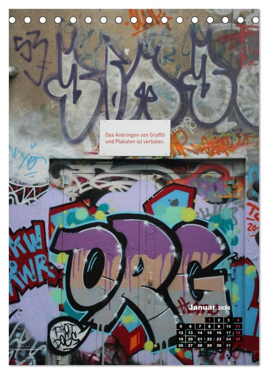 Produktbild: Graffiti & Streetart 2026 (Tischkalender 2026 DIN A5 hoch), CALVENDO Monatskalender