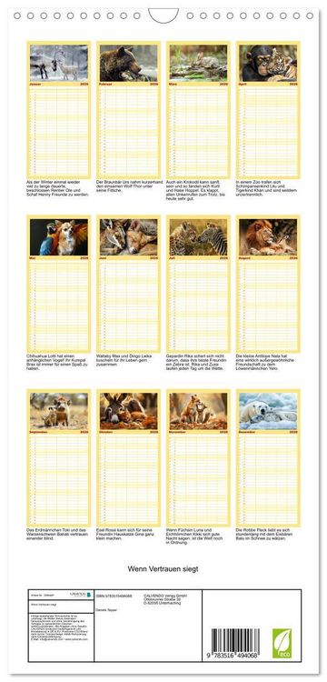 Produktbild: Familienplaner 2026 - Wenn Vertrauen siegt mit 5 Spalten (Wandkalender, 21 x 45 cm) CALVENDO