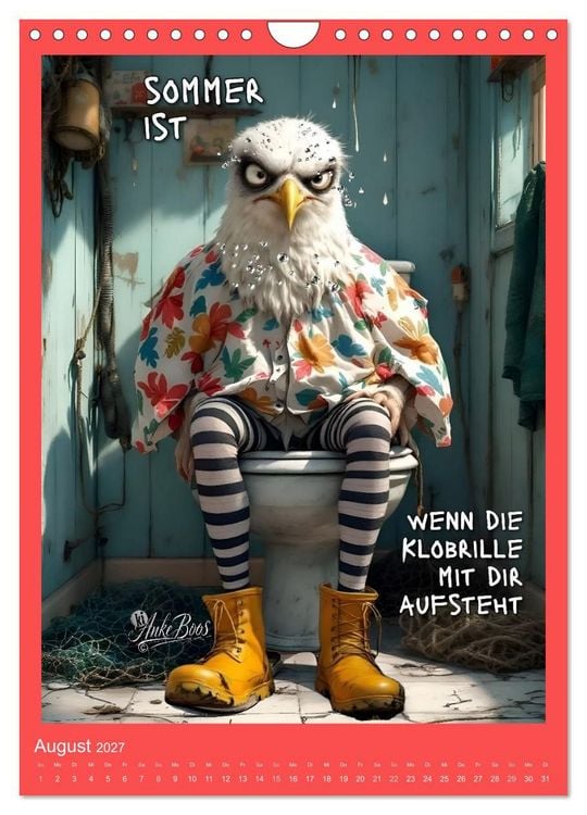 Produktbild: B&ouml;se M&ouml;wen - Kackkalender f&uuml;rs Klo (Wandkalender 2027 DIN A4 hoch), CALVENDO Monatskalender