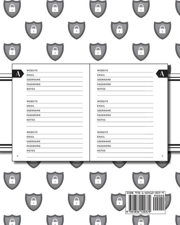Produktbild: XL Large Print Password Tracker (Lock Shield Gray)