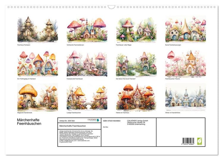 Produktbild: M&auml;rchenhafte Feenh&auml;uschen (Wandkalender 2026 DIN A2 quer), CALVENDO Monatskalender