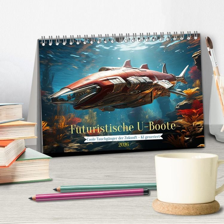 Produktbild: Futuristische U-Boote (Tischkalender 2026 DIN A5 quer), CALVENDO Monatskalender