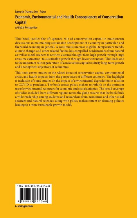Produktbild: Economic, Environmental and Health Consequences of Conservation Capital
