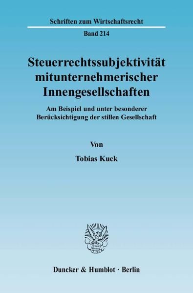 Produktbild: Steuerrechtssubjektivit&auml;t mitunternehmerischer Innengesellschaften.