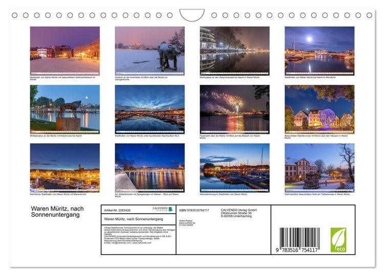 Produktbild: Waren M&uuml;ritz, nach Sonnenuntergang (Wandkalender 2027 DIN A4 quer), CALVENDO Monatskalender
