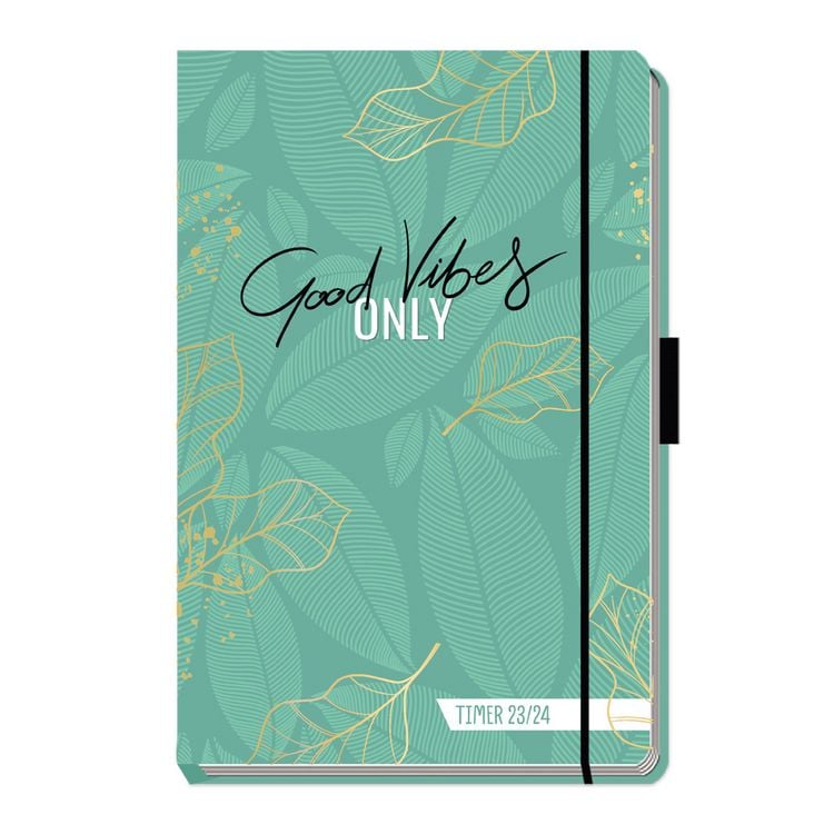 Produktbild: Tr&ouml;tsch Sch&uuml;lerkalender Specials mit Gummiband und Stifthalter Good Vibes 23/24