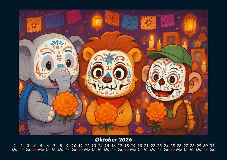 Produktbild: Raffi, Buschi & Milo - Drei Freunde auf Weltreise 2026 Fotokalender DIN A4