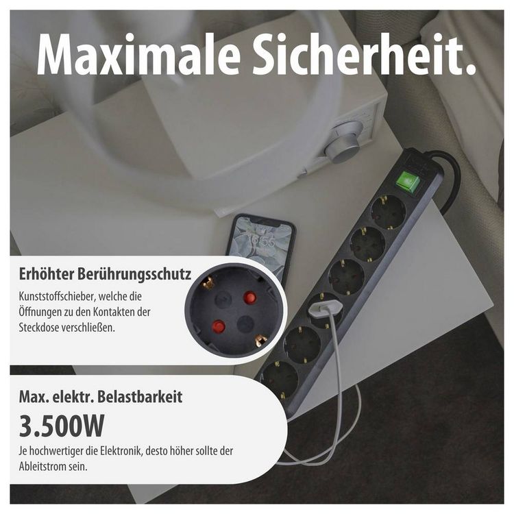 Produktbild: Brennenstuhl 1159500400 Steckdosenleiste mit Schalter 6fach Schwarz Schutzkontakt 1 St.