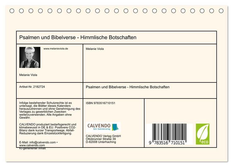 Produktbild: Psalmen und Bibelverse - Himmlische Botschaften (Tischkalender 2026 DIN A5 quer), CALVENDO Monatskalender