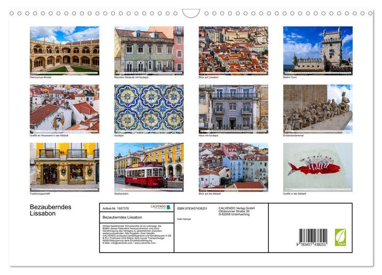 Produktbild: Bezauberndes Lissabon (Wandkalender 2026 DIN A3 quer), CALVENDO Monatskalender