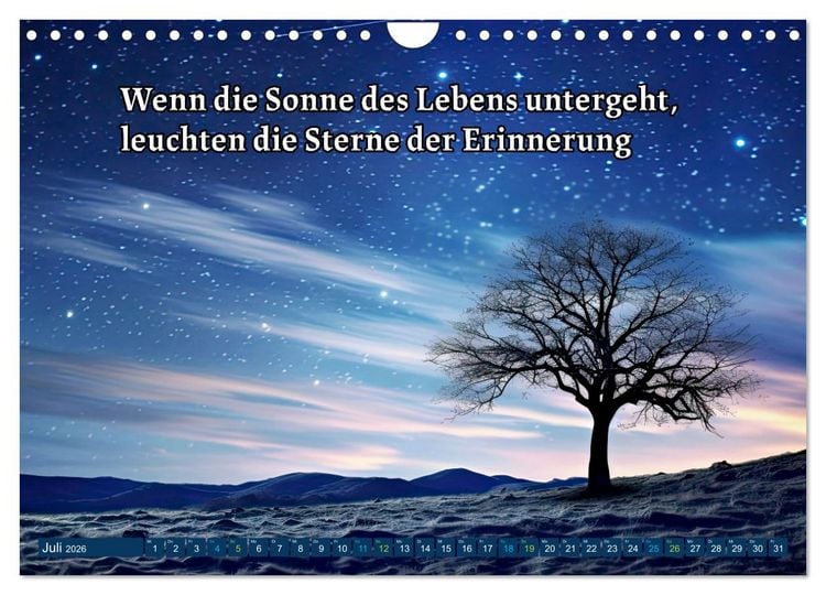 Produktbild: Innehalten in der Trauer - begleitet mit Gedanken (Wandkalender 2026 DIN A4 quer), CALVENDO Monatskalender